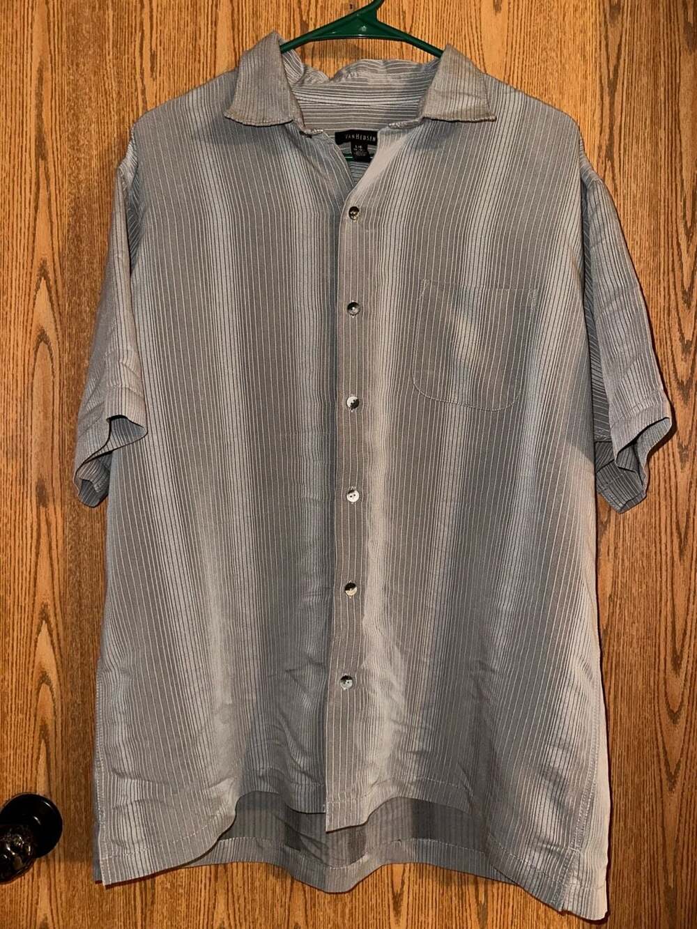 Van Heusen Men's Short Sleeve Striped Textured Camp Shirt